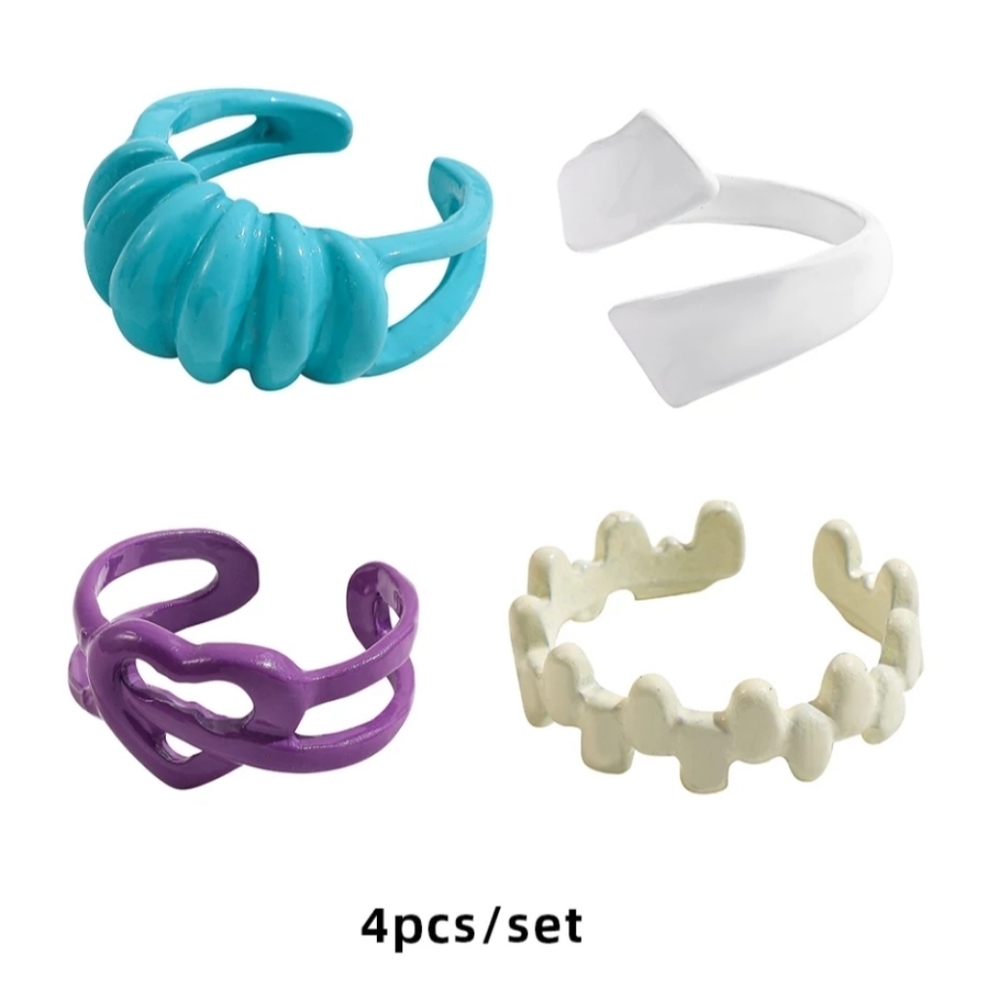 4 pc Geometric Open Rings